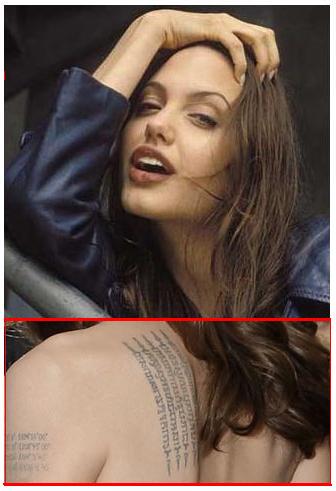 jessica biel tattoo. Angelina Jolie Tattoos