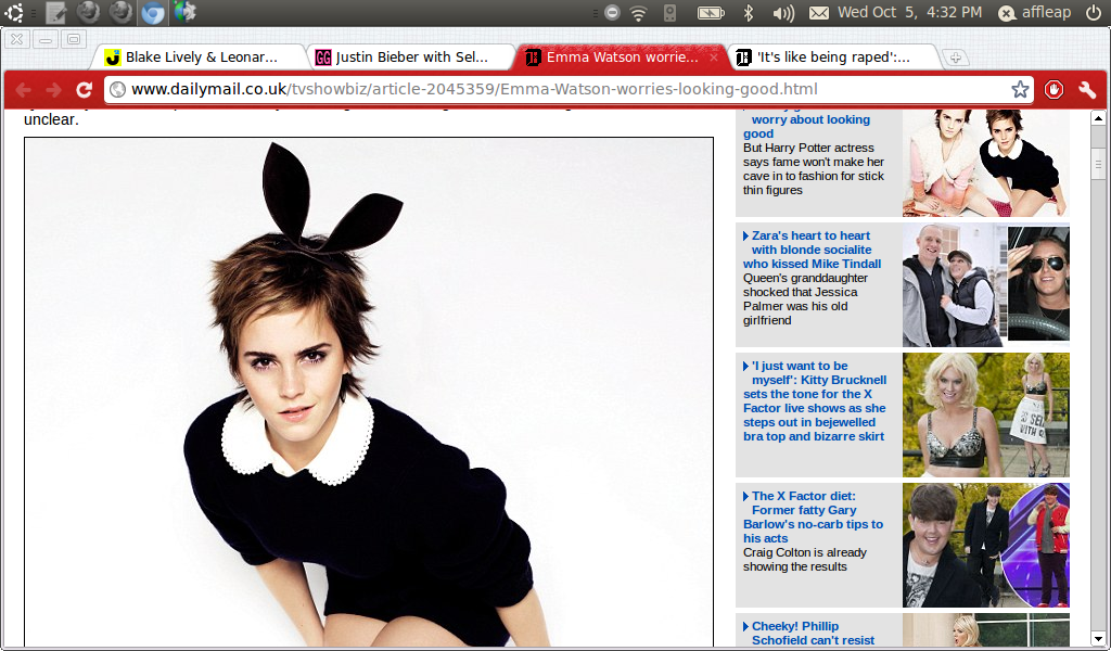 Emma Watson posed in a bunny outfit in a magazine while she covers the Elle
