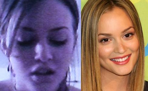 a still from the tape (left), the real Leighton Meester (right)