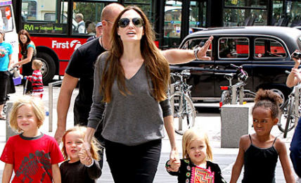 Angelina Jolie with her kids